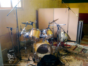 Drums set for recording with Horsemouth
